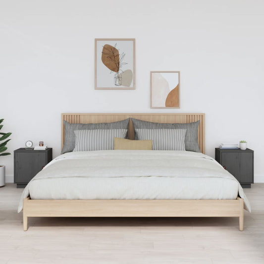 Nachtkastjes 2 st 40x34x45 cm massief grenenhout grijs is nu te koop bij PeponiXL, paradijselijk wonen!