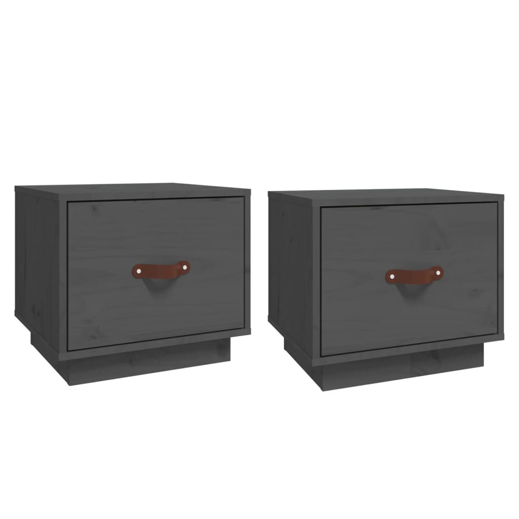 Nachtkastjes 2 st 40x34x35 cm massief grenenhout grijs is nu te koop bij PeponiXL, paradijselijk wonen!