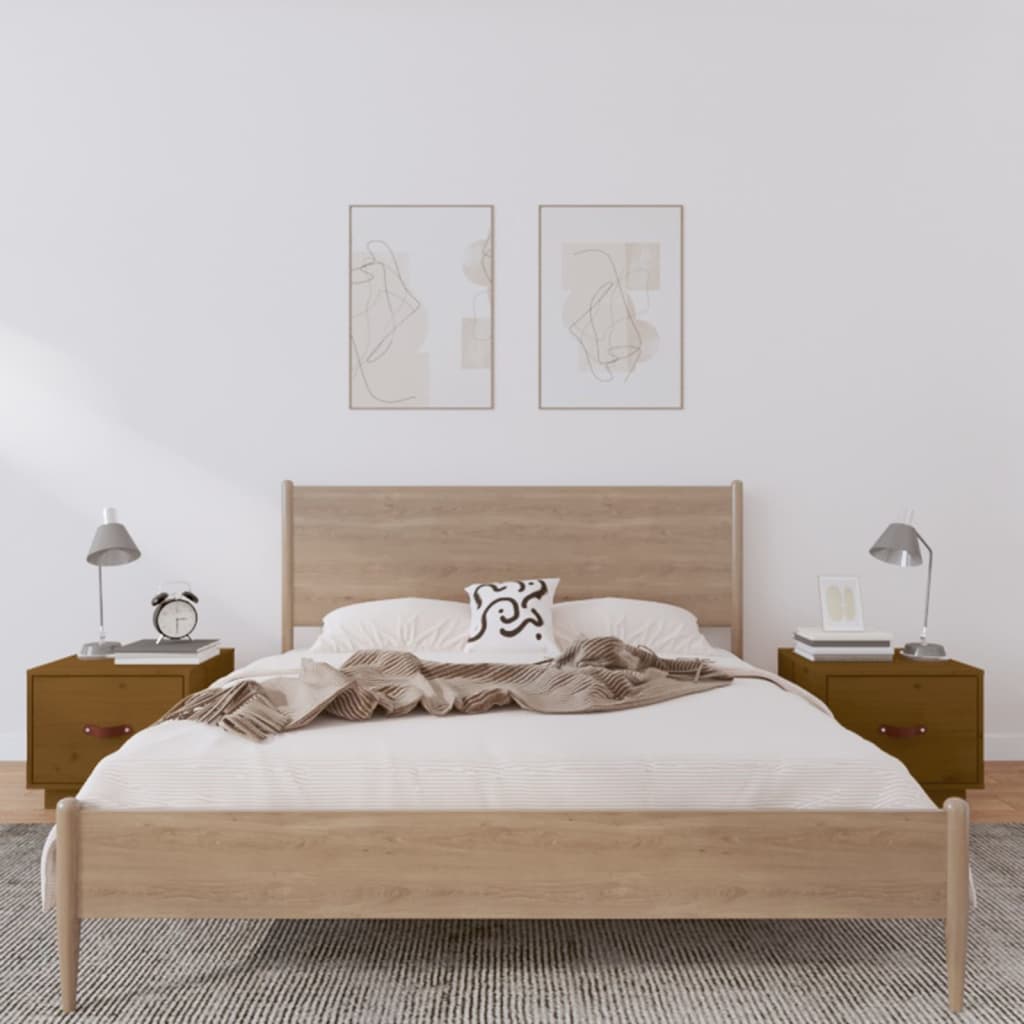 Nachtkastjes 2 st 40x34x55 cm massief grenenhout honingbruin is nu te koop bij PeponiXL, paradijselijk wonen!