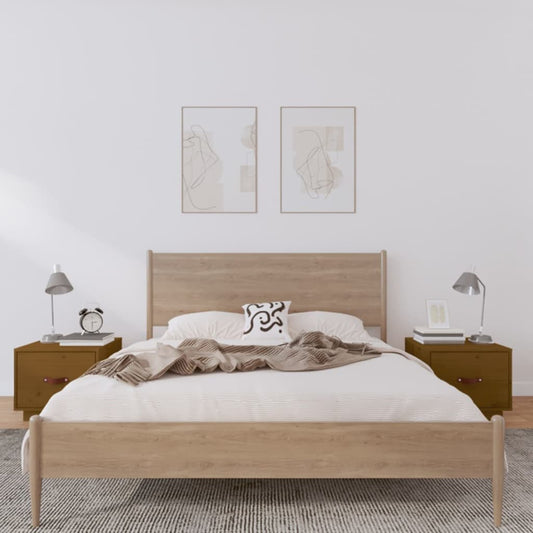 Nachtkastjes 2 st 40x34x55 cm massief grenenhout honingbruin is nu te koop bij PeponiXL, paradijselijk wonen!