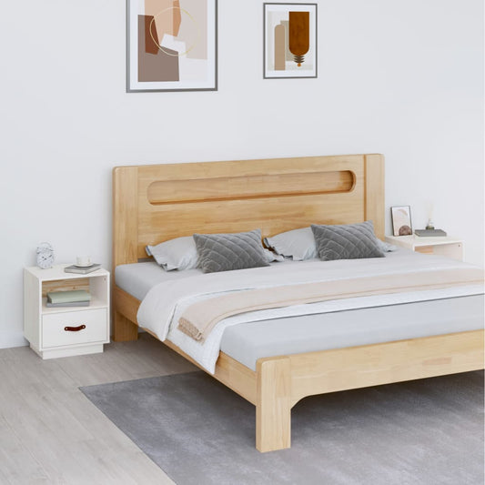 Nachtkastjes 2 st 40x34x45 cm massief grenenhout wit is nu te koop bij PeponiXL, paradijselijk wonen!