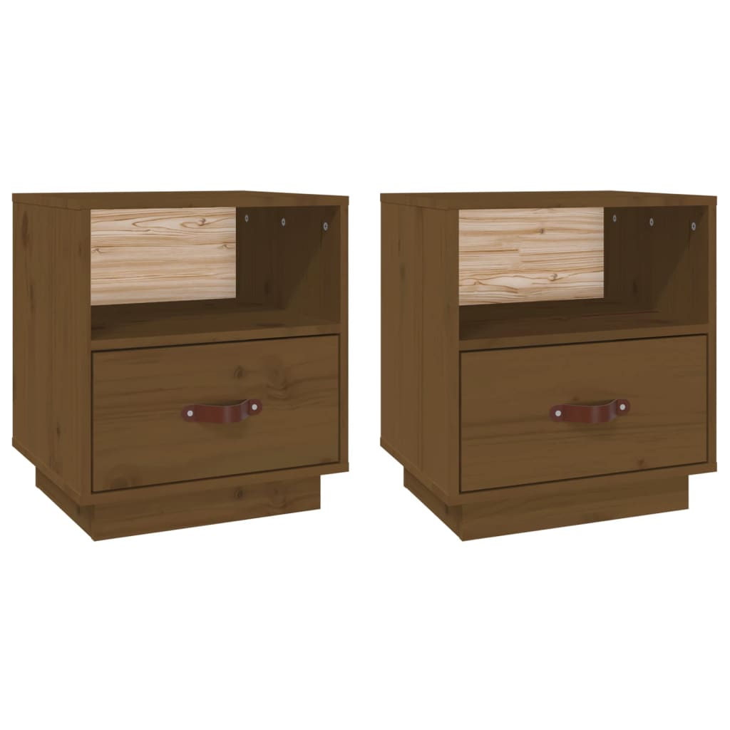 Nachtkastjes 2 st 40x34x45 cm massief grenenhout honingbruin is nu te koop bij PeponiXL, paradijselijk wonen!