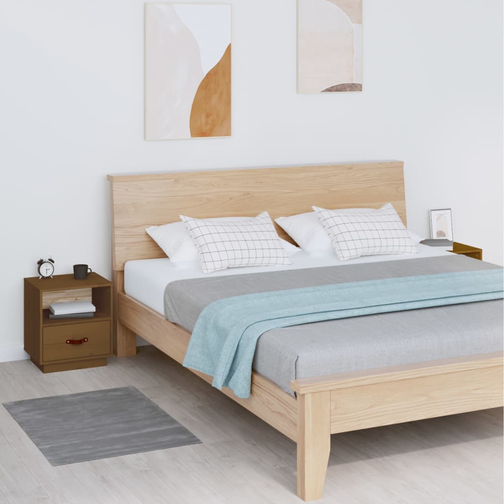 Nachtkastjes 2 st 40x34x45 cm massief grenenhout honingbruin is nu te koop bij PeponiXL, paradijselijk wonen!