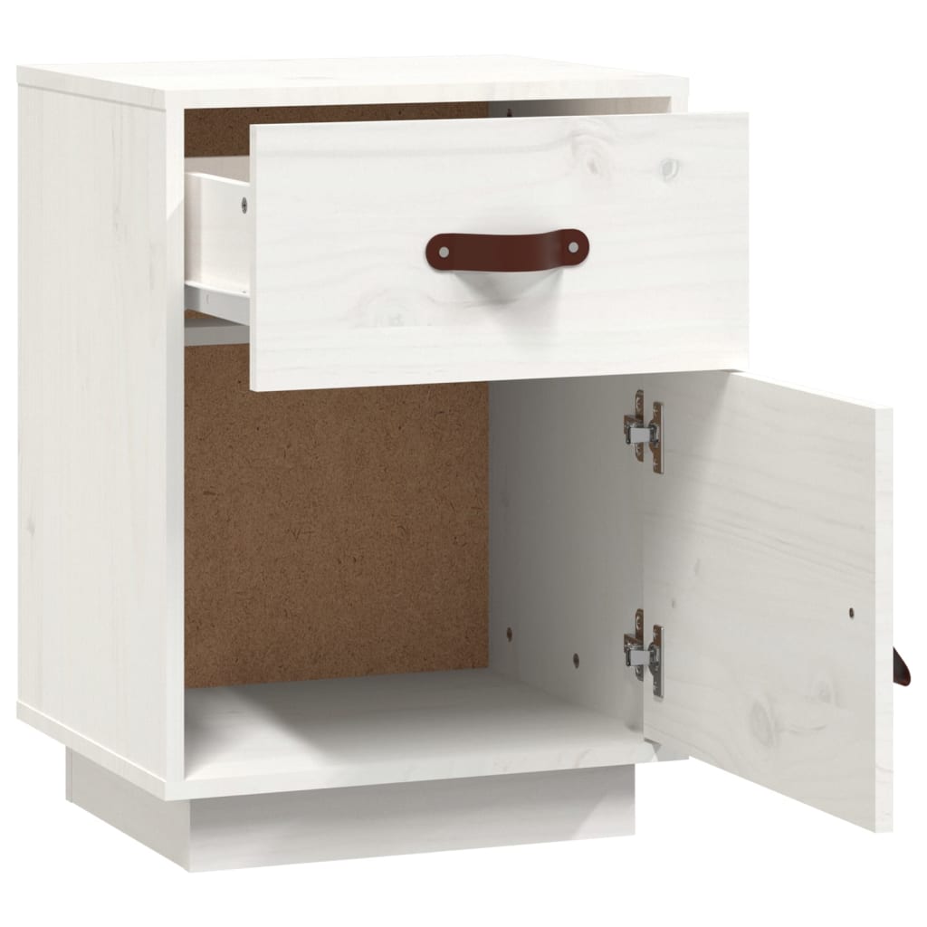 Nachtkastje 40x34x55 cm massief grenenhout wit is nu te koop bij PeponiXL, paradijselijk wonen!