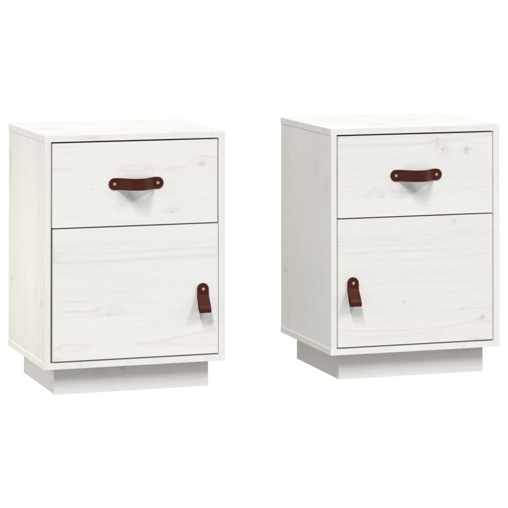 Nachtkastjes 2 st 40x34x55 cm massief grenenhout wit is nu te koop bij PeponiXL, paradijselijk wonen!