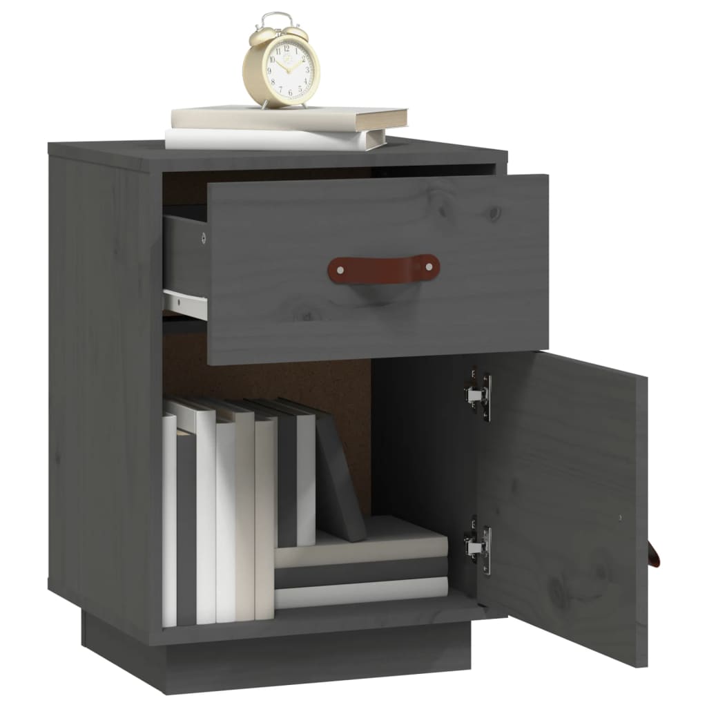 Nachtkastje 40x34x55 cm massief grenenhout grijs is nu te koop bij PeponiXL, paradijselijk wonen!