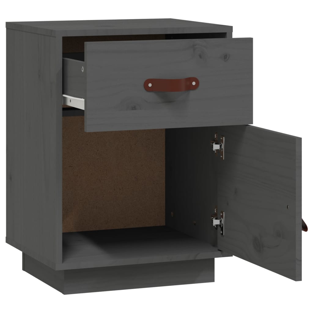 Nachtkastje 40x34x55 cm massief grenenhout grijs is nu te koop bij PeponiXL, paradijselijk wonen!