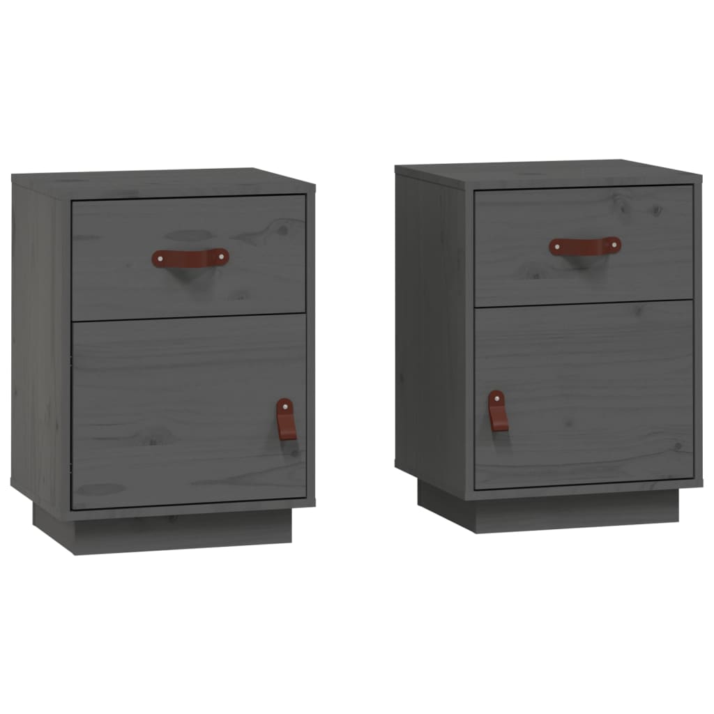 Nachtkastjes 2 st 40x34x55 cm massief grenenhout grijs is nu te koop bij PeponiXL, paradijselijk wonen!