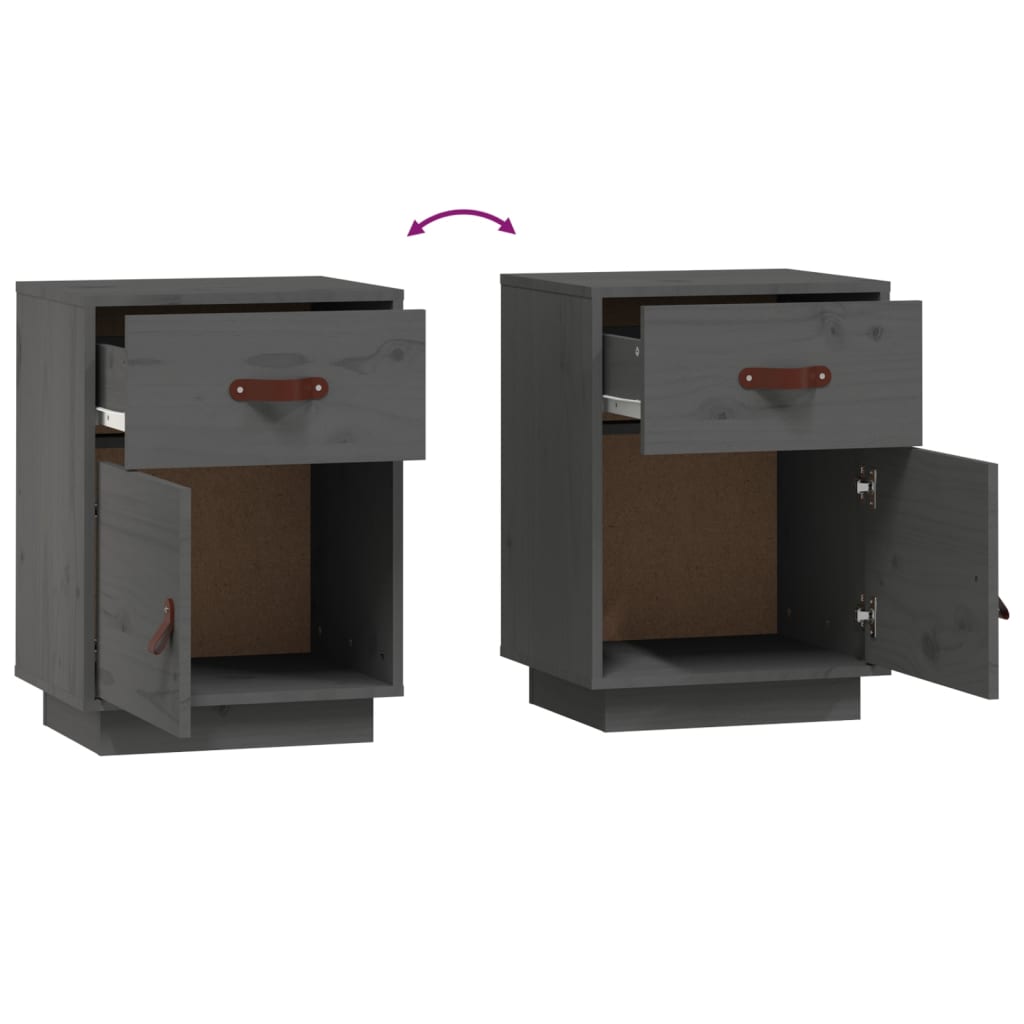 Nachtkastjes 2 st 40x34x55 cm massief grenenhout grijs is nu te koop bij PeponiXL, paradijselijk wonen!