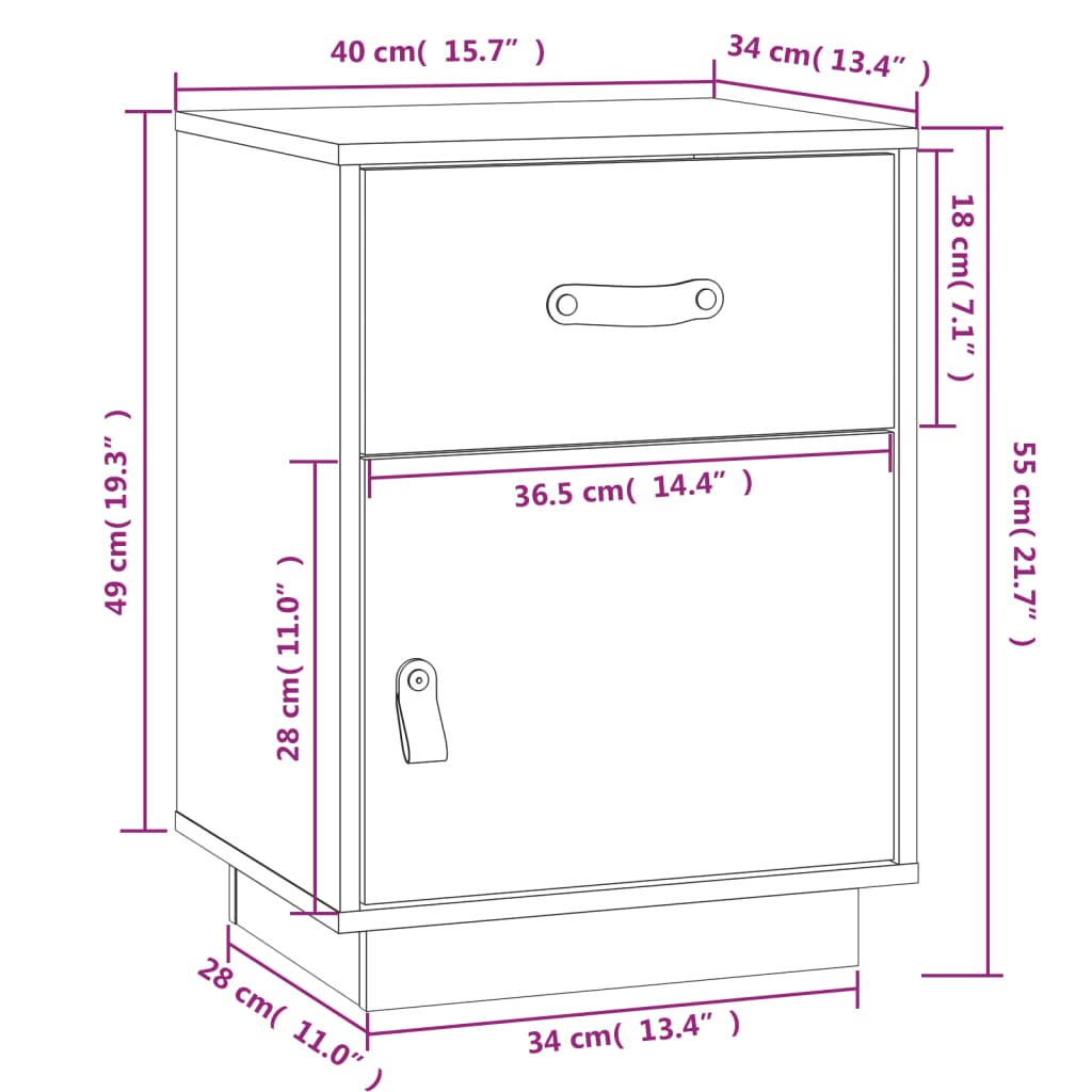 Nachtkastjes 2 st 40x34x55 cm massief grenenhout grijs is nu te koop bij PeponiXL, paradijselijk wonen!