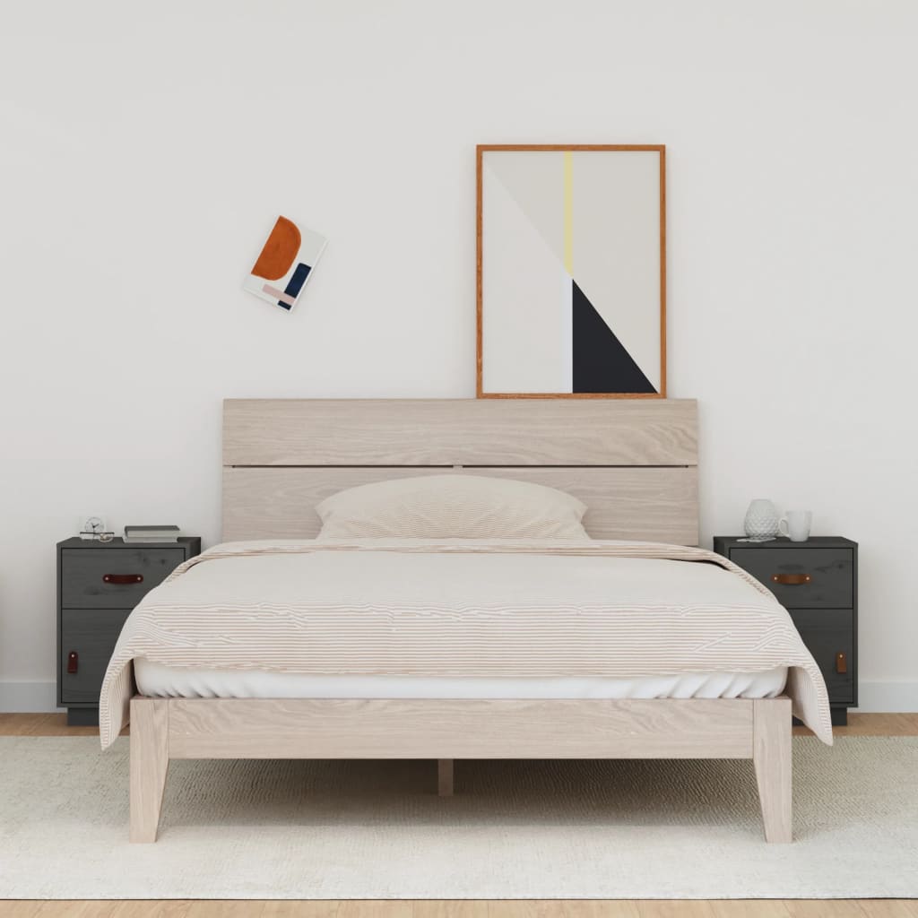 Nachtkastjes 2 st 40x34x55 cm massief grenenhout grijs is nu te koop bij PeponiXL, paradijselijk wonen!