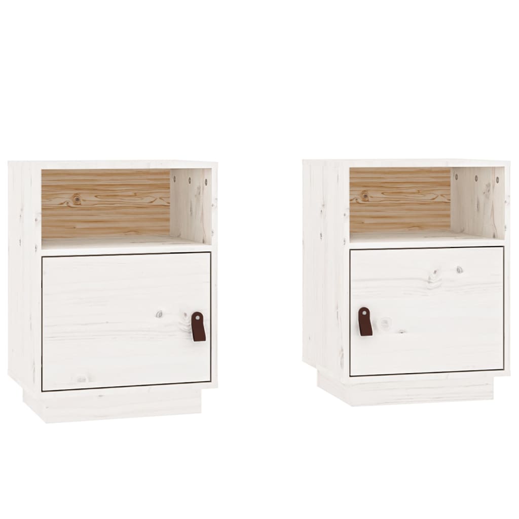 Nachtkastjes 2 st 40x34x55 cm massief grenenhout wit is nu te koop bij PeponiXL, paradijselijk wonen!
