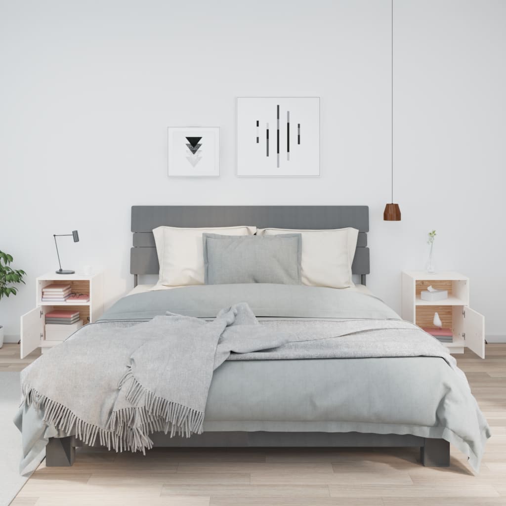 Nachtkastjes 2 st 40x34x55 cm massief grenenhout wit is nu te koop bij PeponiXL, paradijselijk wonen!