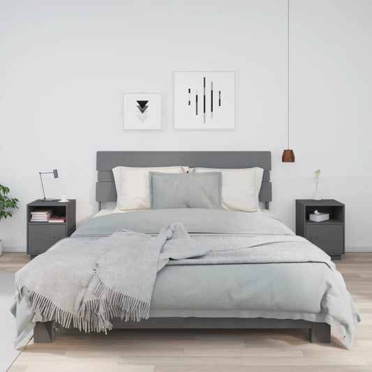 Nachtkastjes 2 st 40x34x55 cm massief grenenhout grijs is nu te koop bij PeponiXL, paradijselijk wonen!