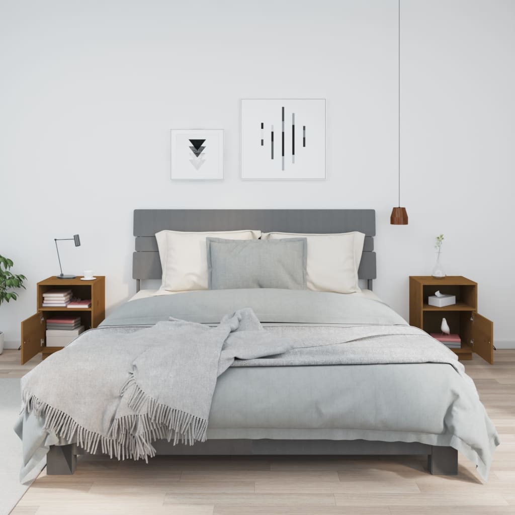 Nachtkastjes 2 st 40x34x55 cm massief grenenhout honingbruin is nu te koop bij PeponiXL, paradijselijk wonen!