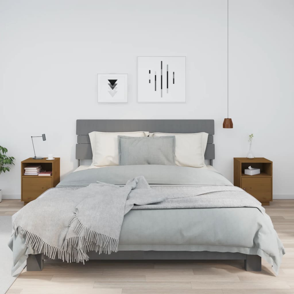 Nachtkastjes 2 st 40x34x55 cm massief grenenhout honingbruin is nu te koop bij PeponiXL, paradijselijk wonen!