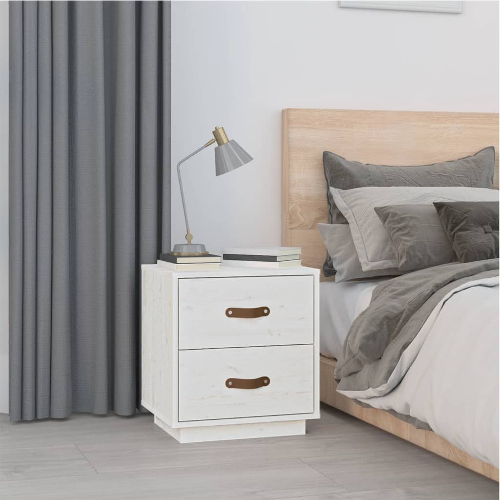 Nachtkastjes 2 st 40x34x45 cm massief grenenhout wit is nu te koop bij PeponiXL, paradijselijk wonen!