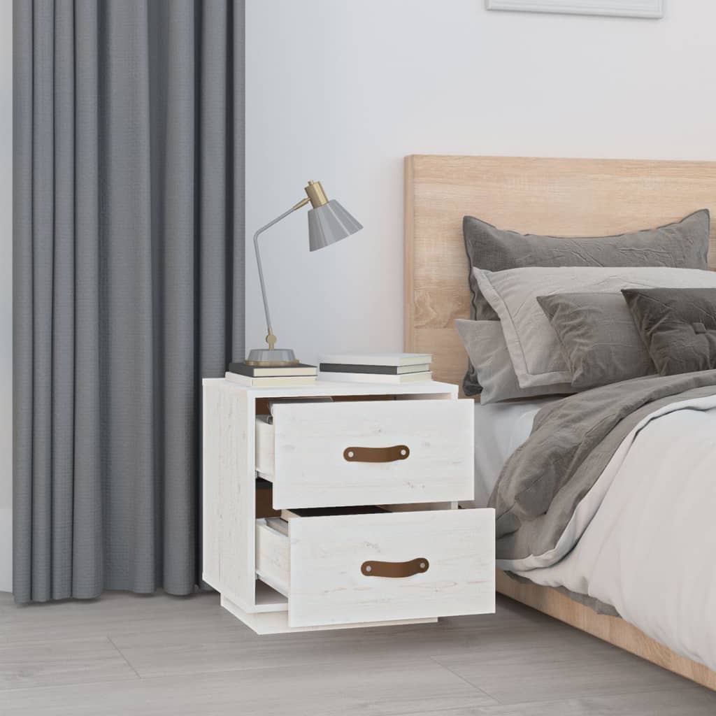 Nachtkastjes 2 st 40x34x45 cm massief grenenhout wit is nu te koop bij PeponiXL, paradijselijk wonen!