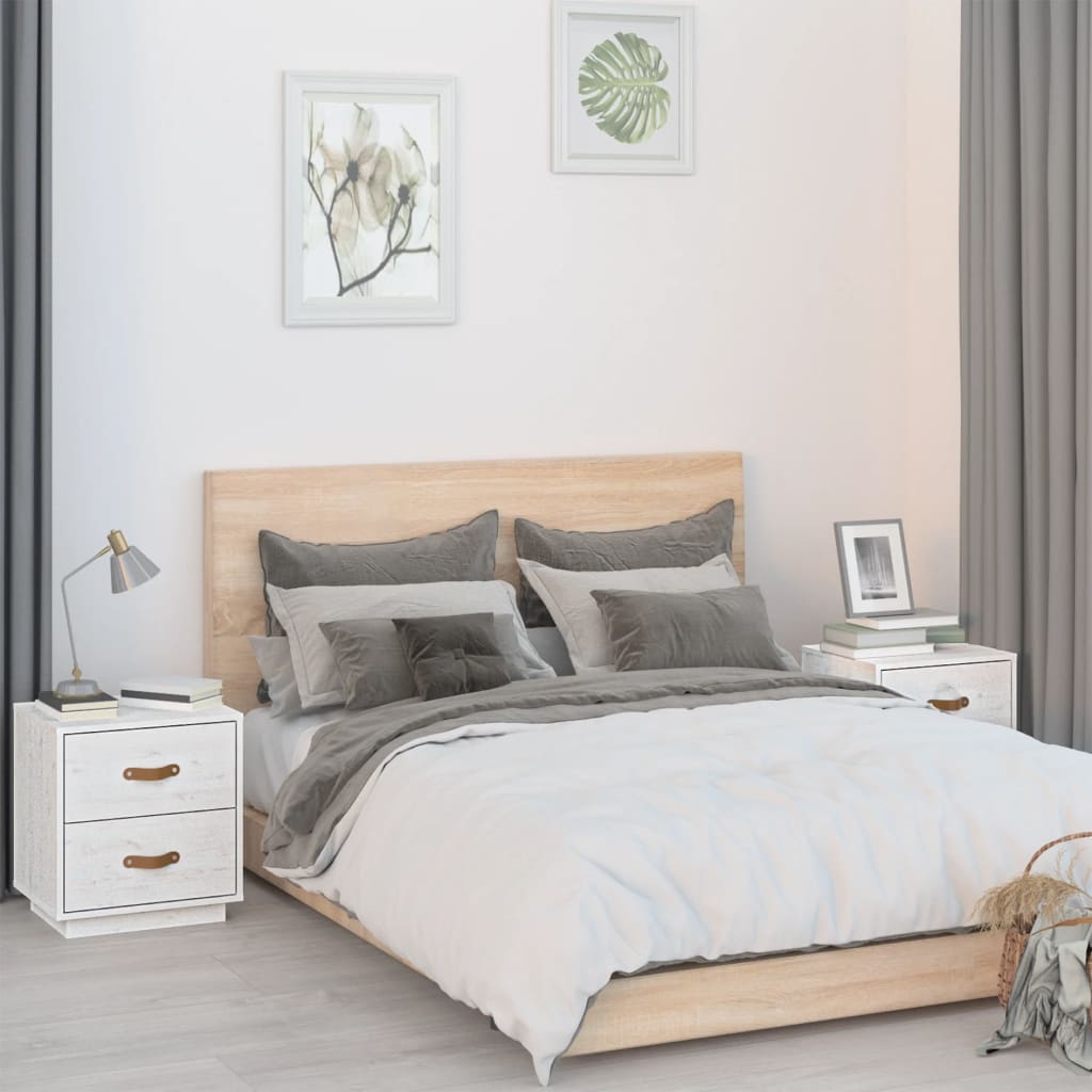 Nachtkastjes 2 st 40x34x45 cm massief grenenhout wit is nu te koop bij PeponiXL, paradijselijk wonen!