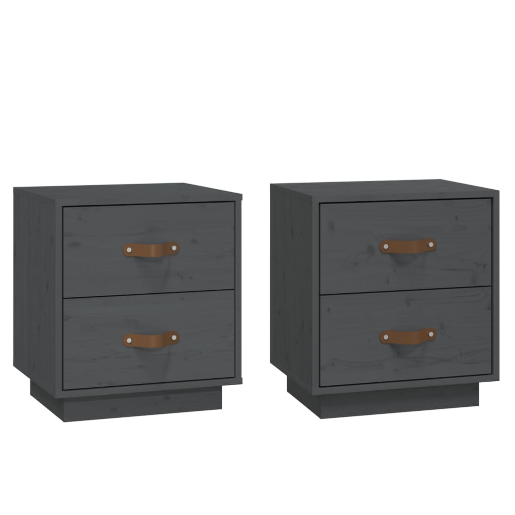 Nachtkastjes 2 st 40x34x45 cm massief grenenhout grijs is nu te koop bij PeponiXL, paradijselijk wonen!