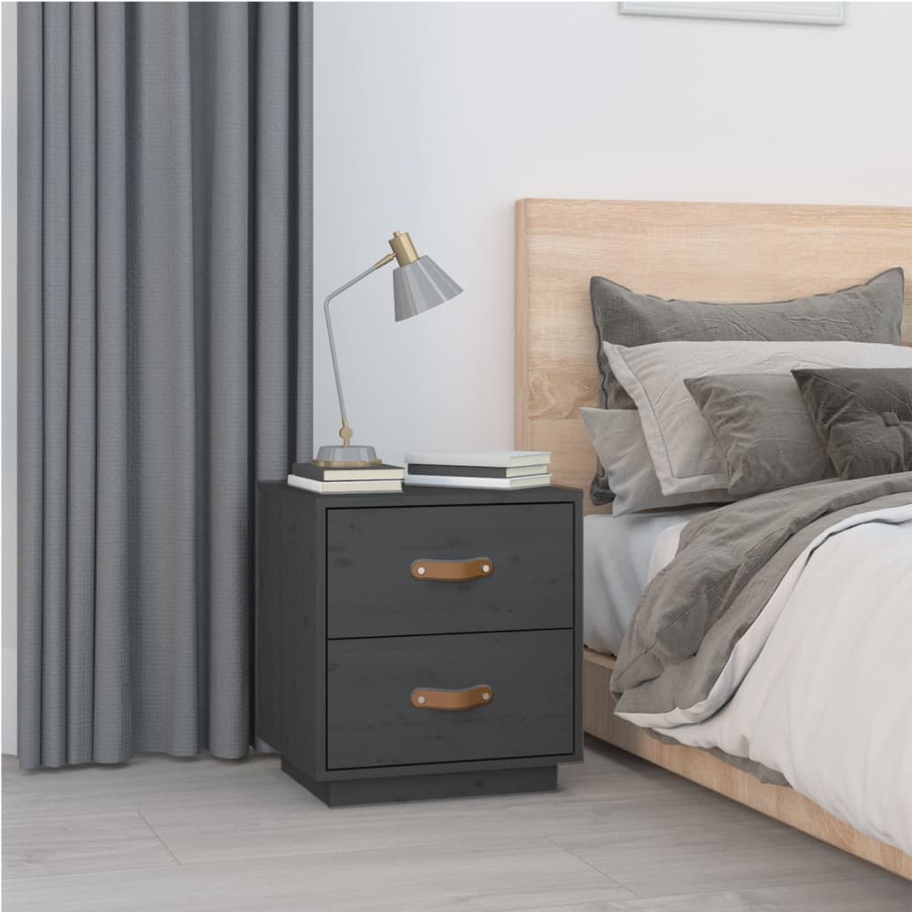 Nachtkastjes 2 st 40x34x45 cm massief grenenhout grijs is nu te koop bij PeponiXL, paradijselijk wonen!