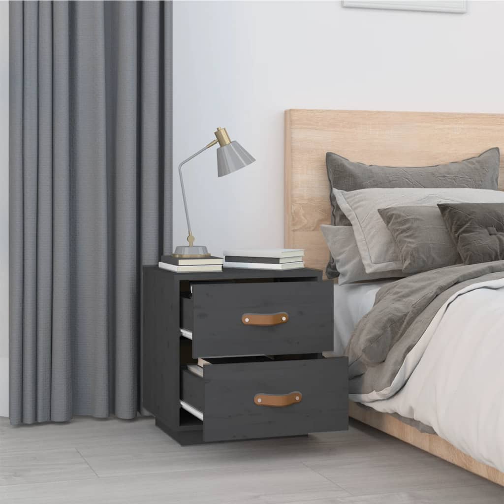 Nachtkastjes 2 st 40x34x45 cm massief grenenhout grijs is nu te koop bij PeponiXL, paradijselijk wonen!