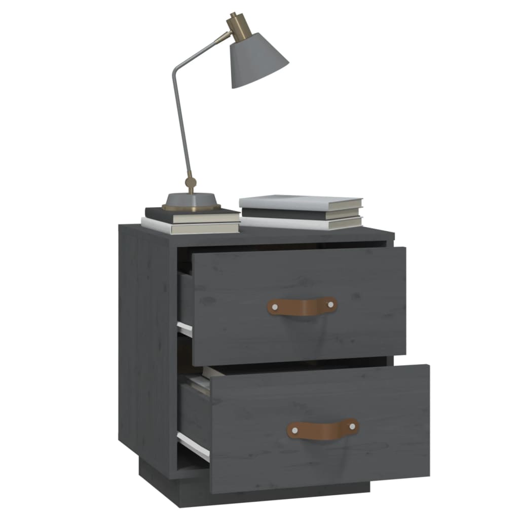 Nachtkastjes 2 st 40x34x45 cm massief grenenhout grijs is nu te koop bij PeponiXL, paradijselijk wonen!