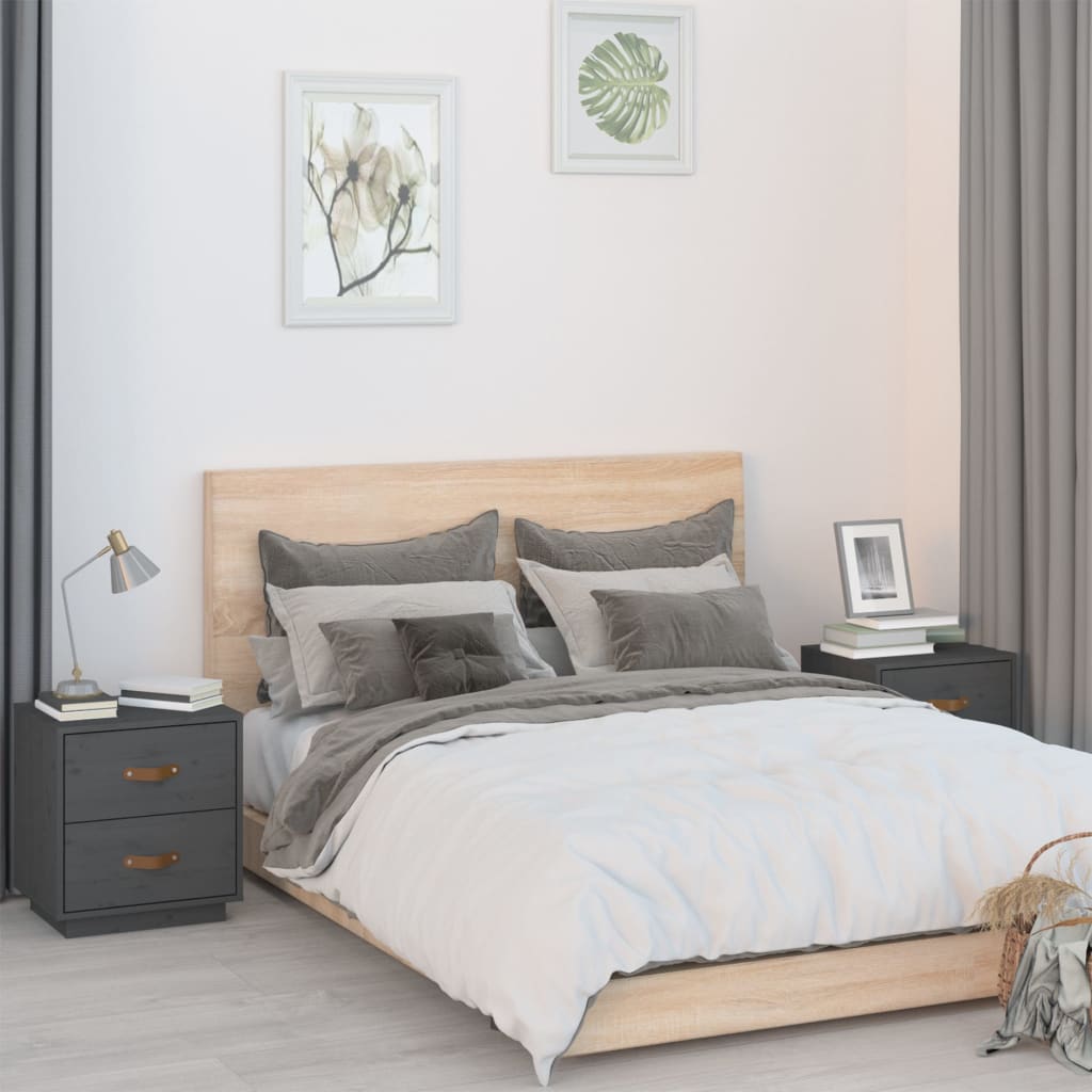 Nachtkastjes 2 st 40x34x45 cm massief grenenhout grijs is nu te koop bij PeponiXL, paradijselijk wonen!