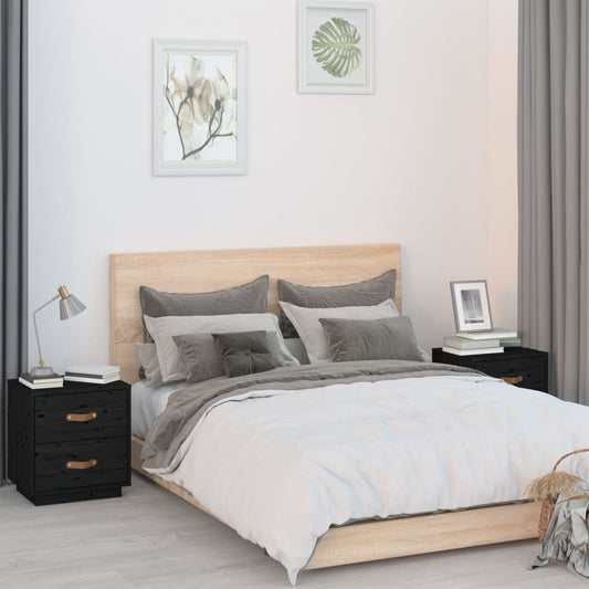 Nachtkastjes 2 st 40x34x45 cm massief grenenhout zwart is nu te koop bij PeponiXL, paradijselijk wonen!