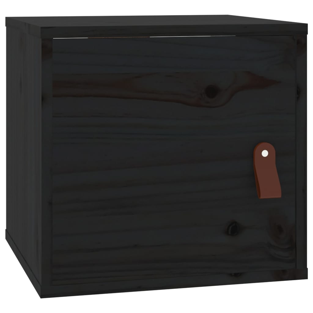 Wandkasten 2 st 31,5x30x30 cm massief grenenhout zwart is nu te koop bij PeponiXL, paradijselijk wonen!