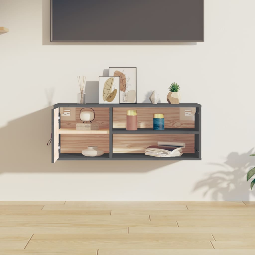 Wandkast 80x30x30 cm massief grenenhout grijs is nu te koop bij PeponiXL, paradijselijk wonen!