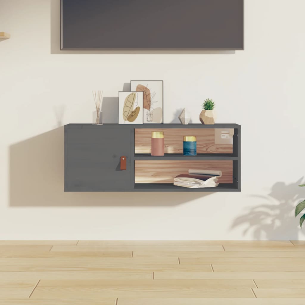 Wandkast 80x30x30 cm massief grenenhout grijs is nu te koop bij PeponiXL, paradijselijk wonen!