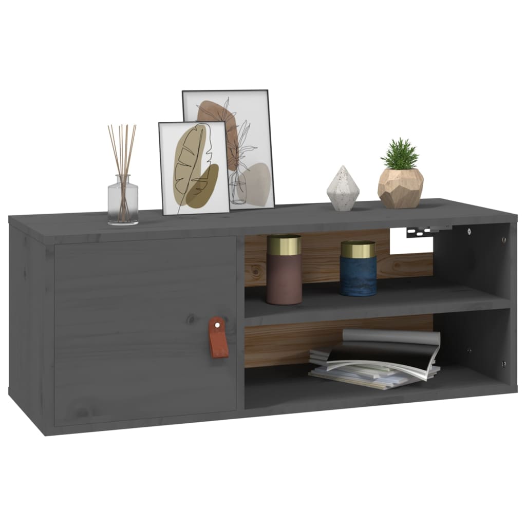 Wandkasten 2 st 80x30x30 cm massief grenenhout grijs is nu te koop bij PeponiXL, paradijselijk wonen!