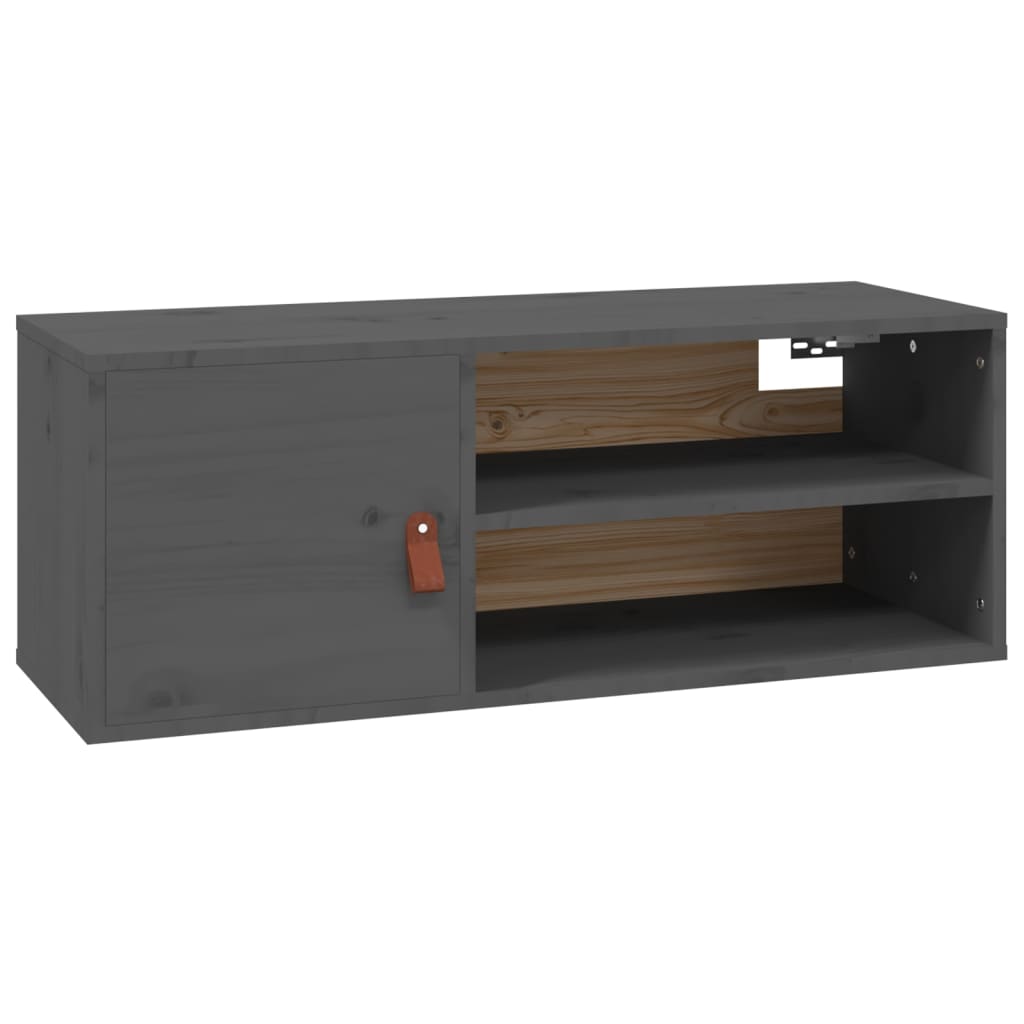 Wandkasten 2 st 80x30x30 cm massief grenenhout grijs is nu te koop bij PeponiXL, paradijselijk wonen!