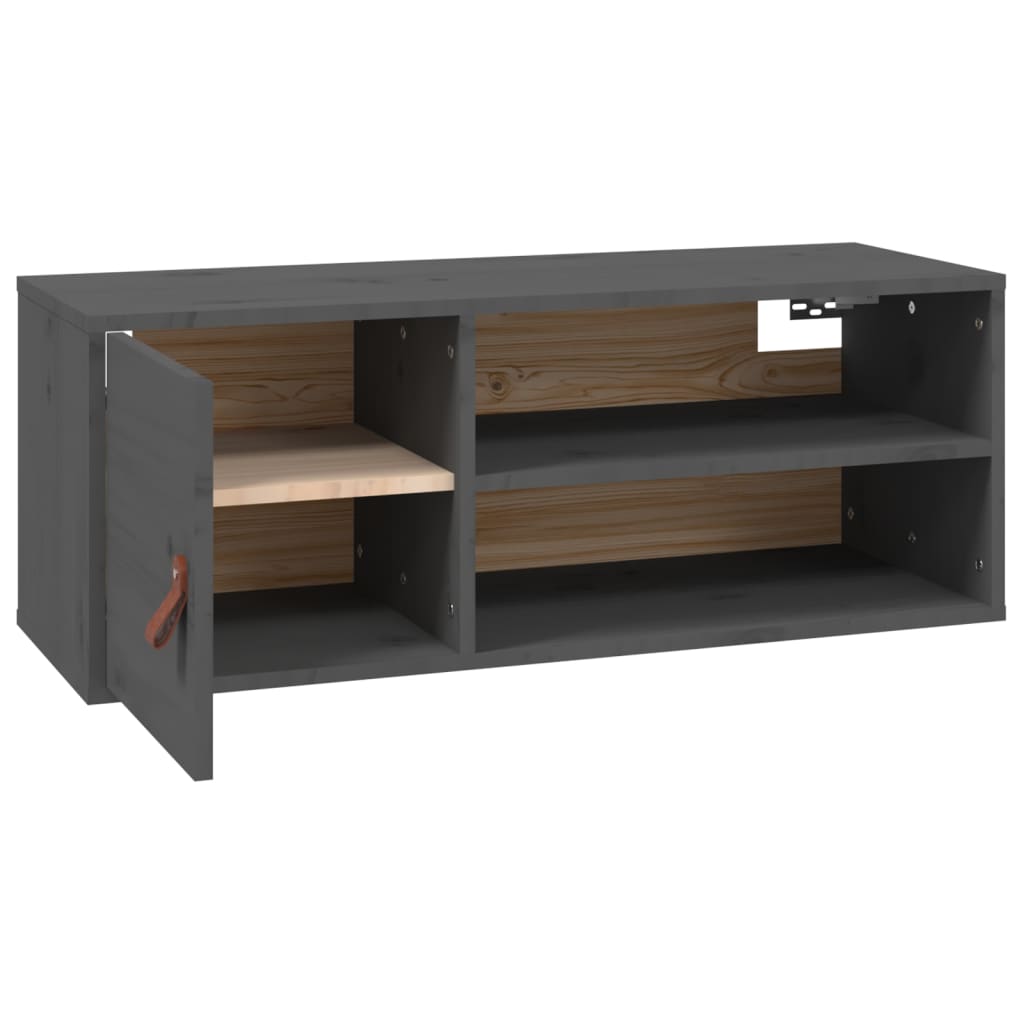 Wandkasten 2 st 80x30x30 cm massief grenenhout grijs is nu te koop bij PeponiXL, paradijselijk wonen!