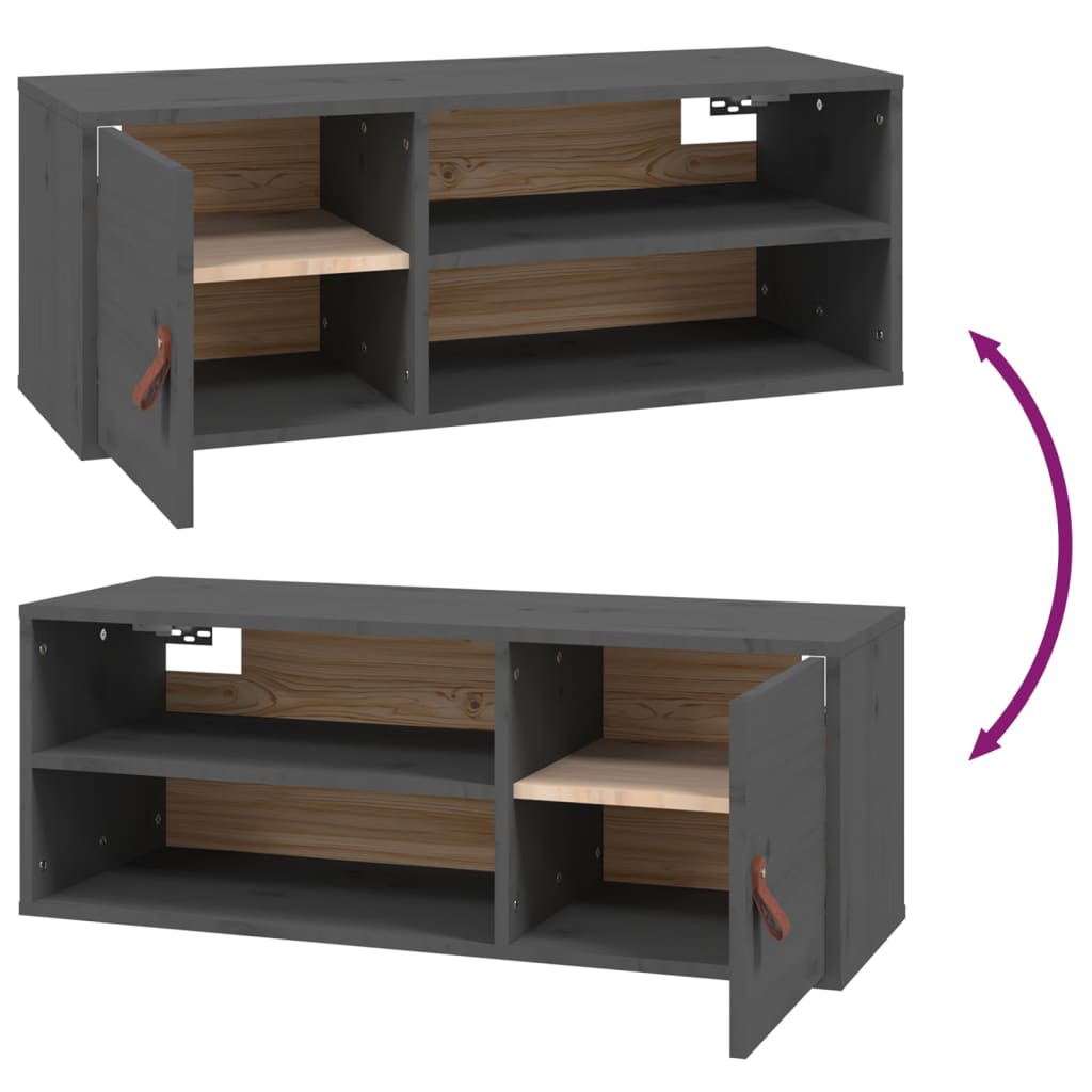 Wandkasten 2 st 80x30x30 cm massief grenenhout grijs is nu te koop bij PeponiXL, paradijselijk wonen!