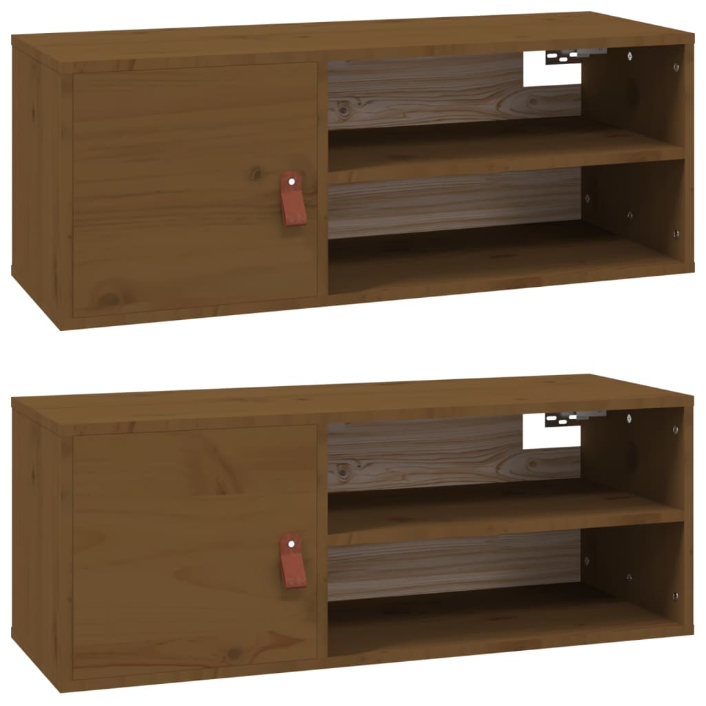 Wandkasten 2 st 80x30x30 cm massief grenenhout honingbruin is nu te koop bij PeponiXL, paradijselijk wonen!