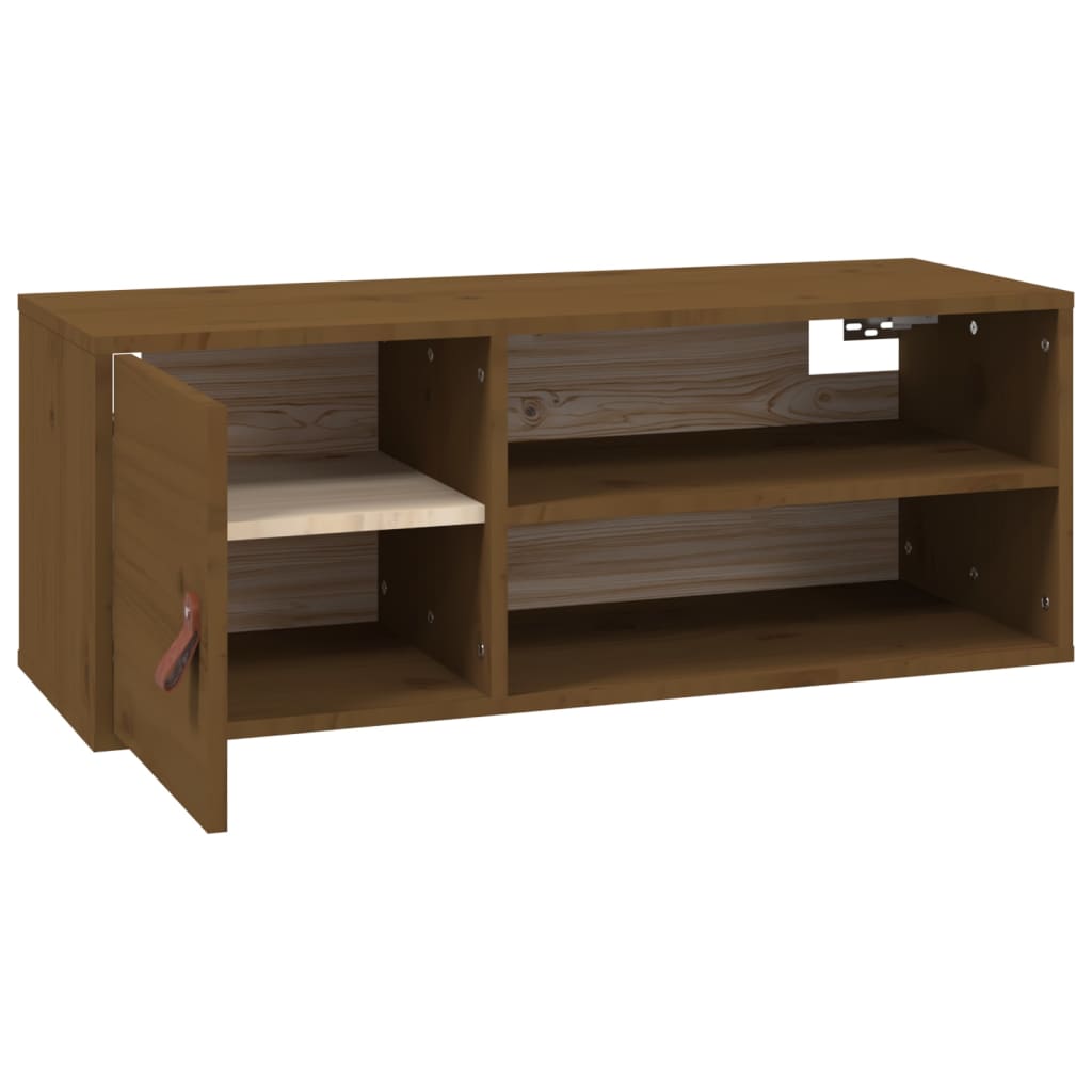 Wandkasten 2 st 80x30x30 cm massief grenenhout honingbruin is nu te koop bij PeponiXL, paradijselijk wonen!
