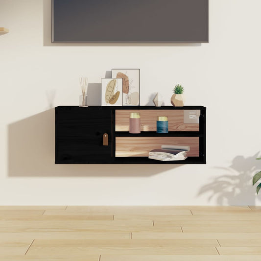 Wandkast 80x30x30 cm massief grenenhout zwart is nu te koop bij PeponiXL, paradijselijk wonen!