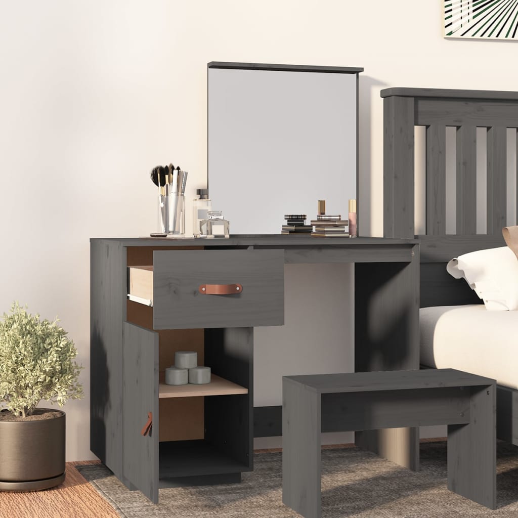 Kaptafel 95x50x134 cm massief grenenhout grijs is nu te koop bij PeponiXL, paradijselijk wonen!