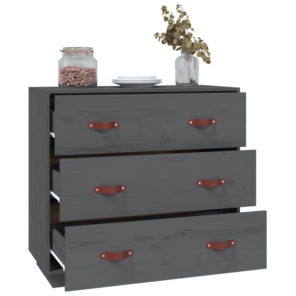 Dressoir 80x40x75 cm massief grenenhout grijs is nu te koop bij PeponiXL, paradijselijk wonen!