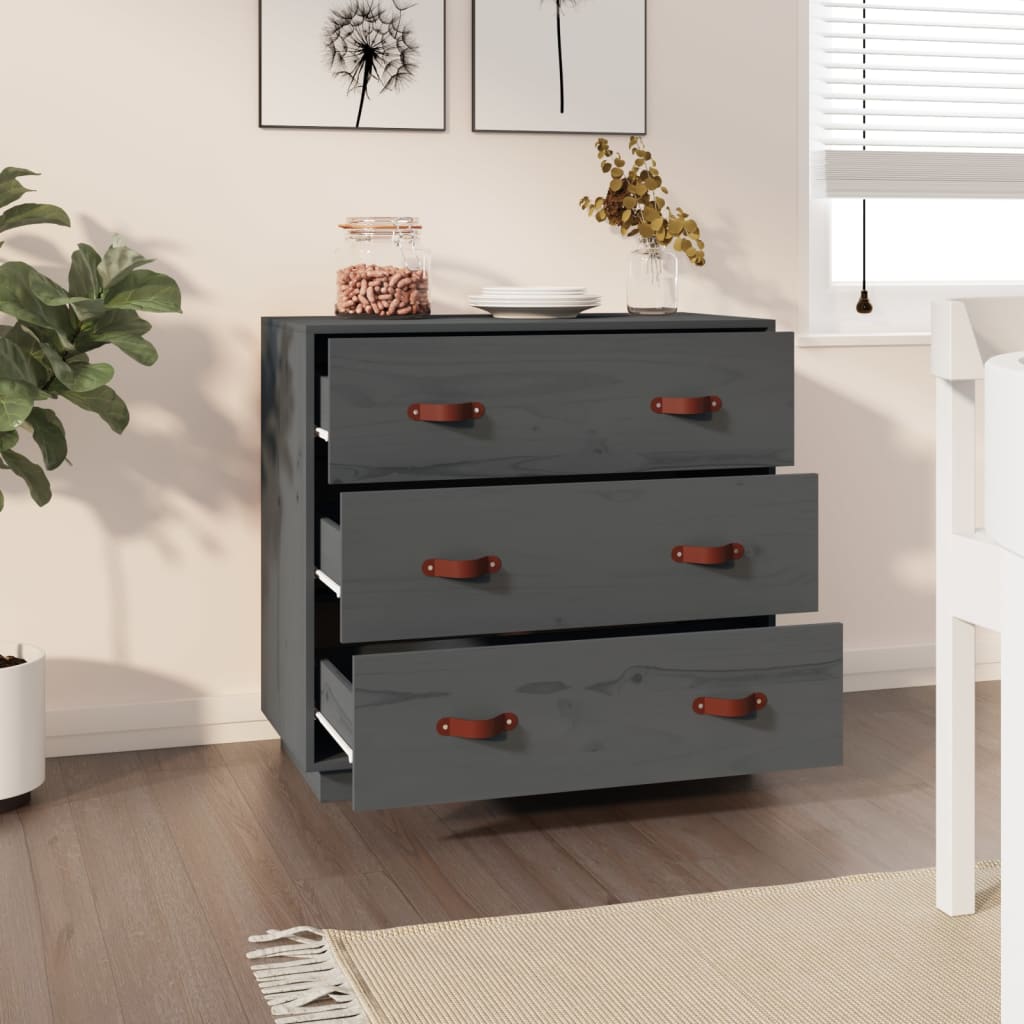 Dressoir 80x40x75 cm massief grenenhout grijs is nu te koop bij PeponiXL, paradijselijk wonen!
