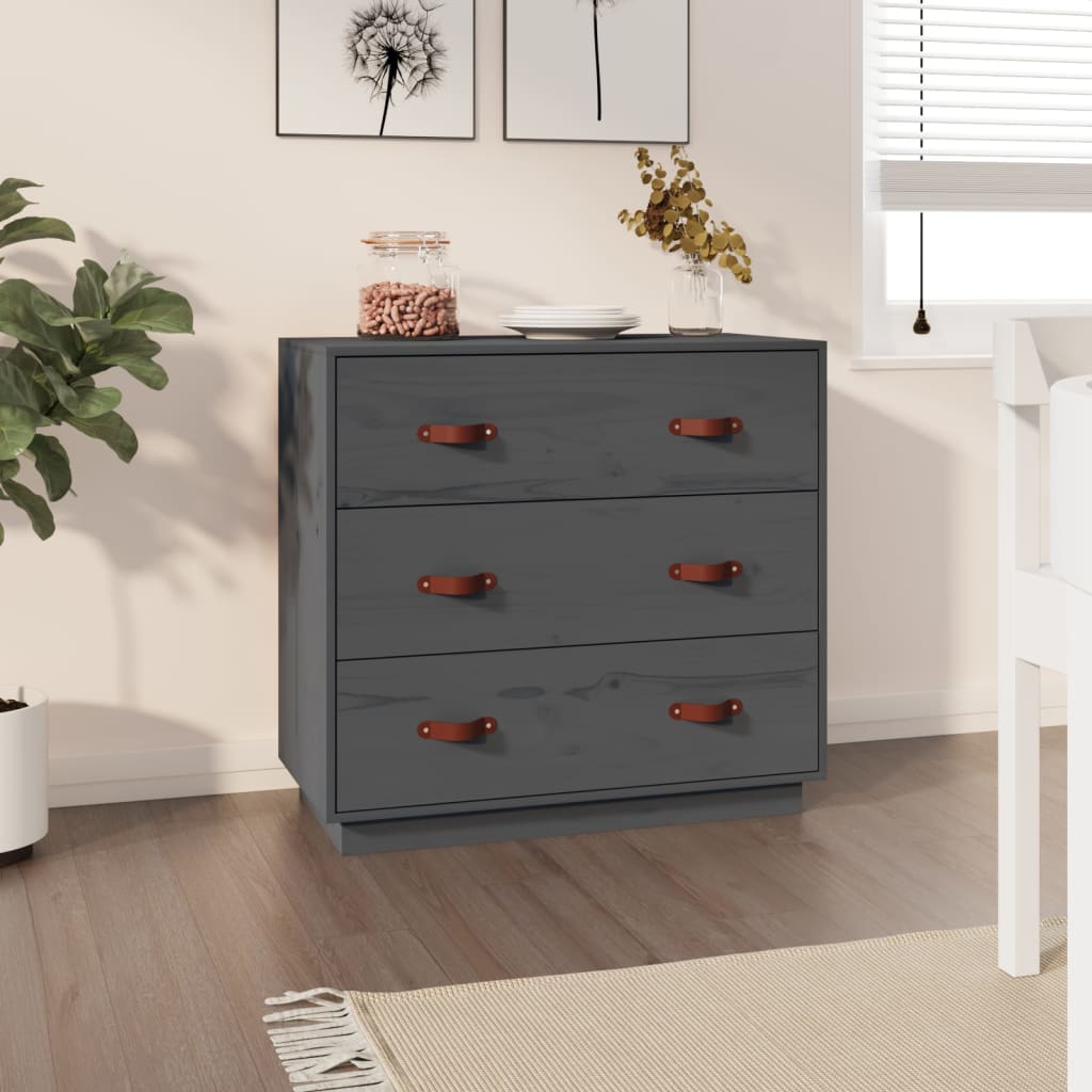 Dressoir 80x40x75 cm massief grenenhout grijs is nu te koop bij PeponiXL, paradijselijk wonen!
