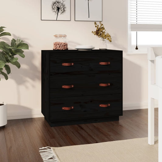 Dressoir 80x40x75 cm massief grenenhout zwart is nu te koop bij PeponiXL, paradijselijk wonen!