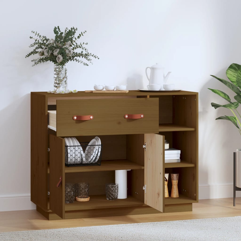 Dressoir 98,5x40x75 cm massief grenenhout honingbruin is nu te koop bij PeponiXL, paradijselijk wonen!