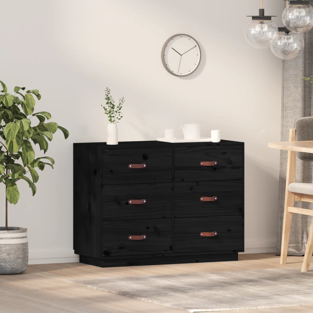 Dressoir 100x40x75 cm massief grenenhout zwart is nu te koop bij PeponiXL, paradijselijk wonen!