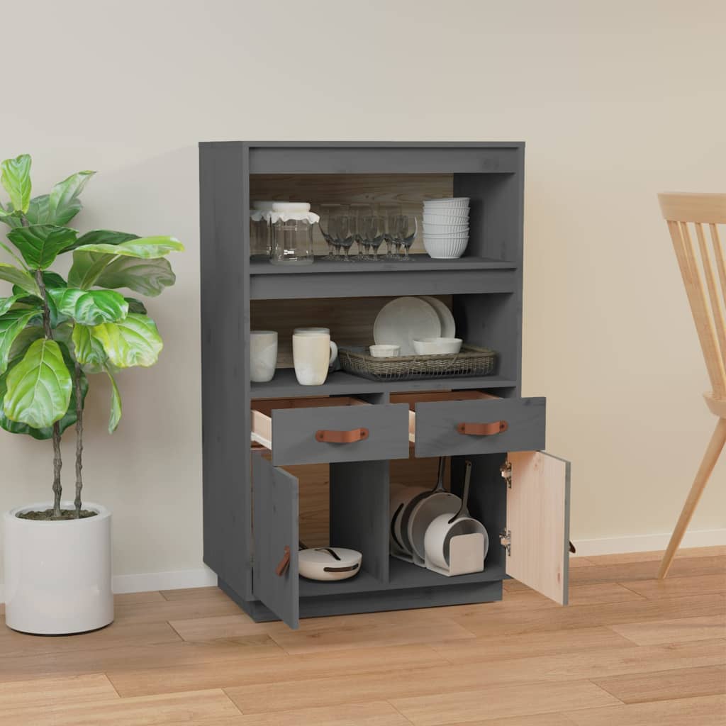 Hoge kast 67x40x108,5 cm massief grenenhout grijs is nu te koop bij PeponiXL, paradijselijk wonen!