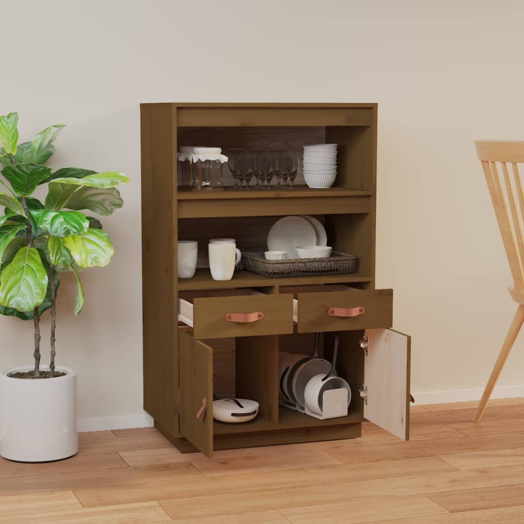 Hoge kast 67x40x108,5 cm massief grenenhout honingbruin is nu te koop bij PeponiXL, paradijselijk wonen!