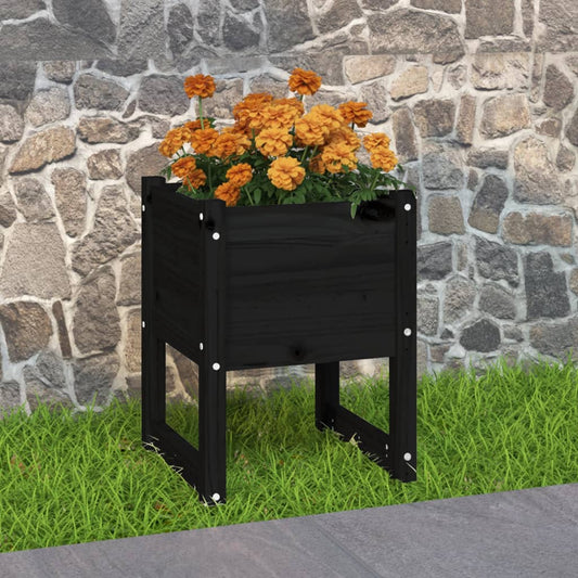 Plantenbak 40x40x52,5 cm massief grenenhout zwart is nu te koop bij PeponiXL, paradijselijk wonen!