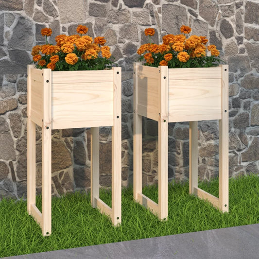 Plantenbakken 2 st 40x40x81 cm massief grenenhout is nu te koop bij PeponiXL, paradijselijk wonen!